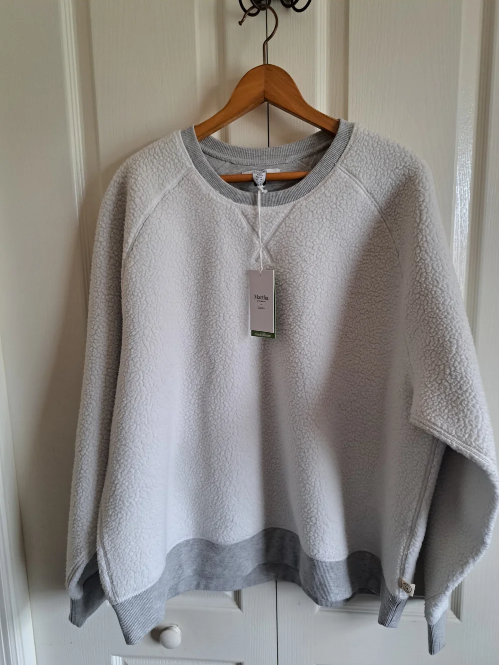 Martha Stewart Light Gray Sherpa Pullover Sweatshirt - Picture 2 of 13